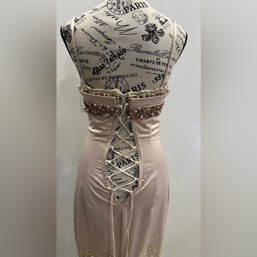 Cream Silk & Lace Evening Gown - Picture 7 of 12